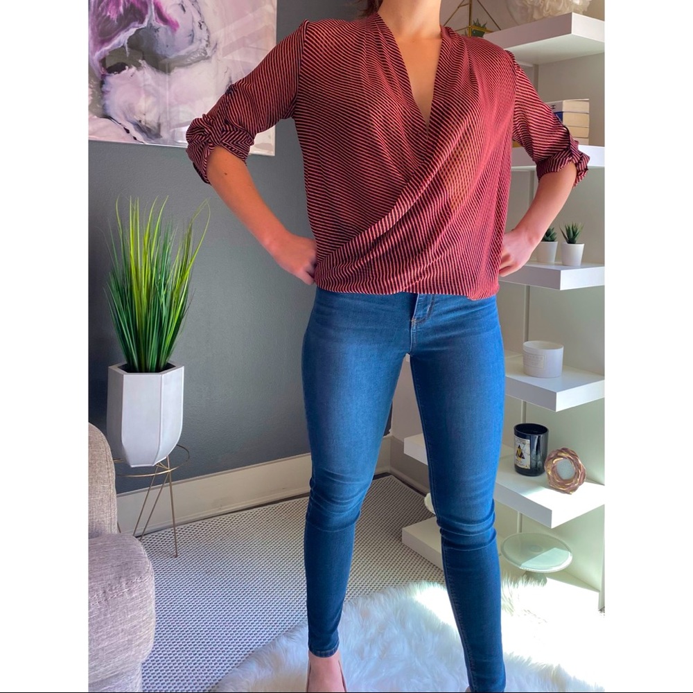 NY & Company High Low Stripe Blouse
